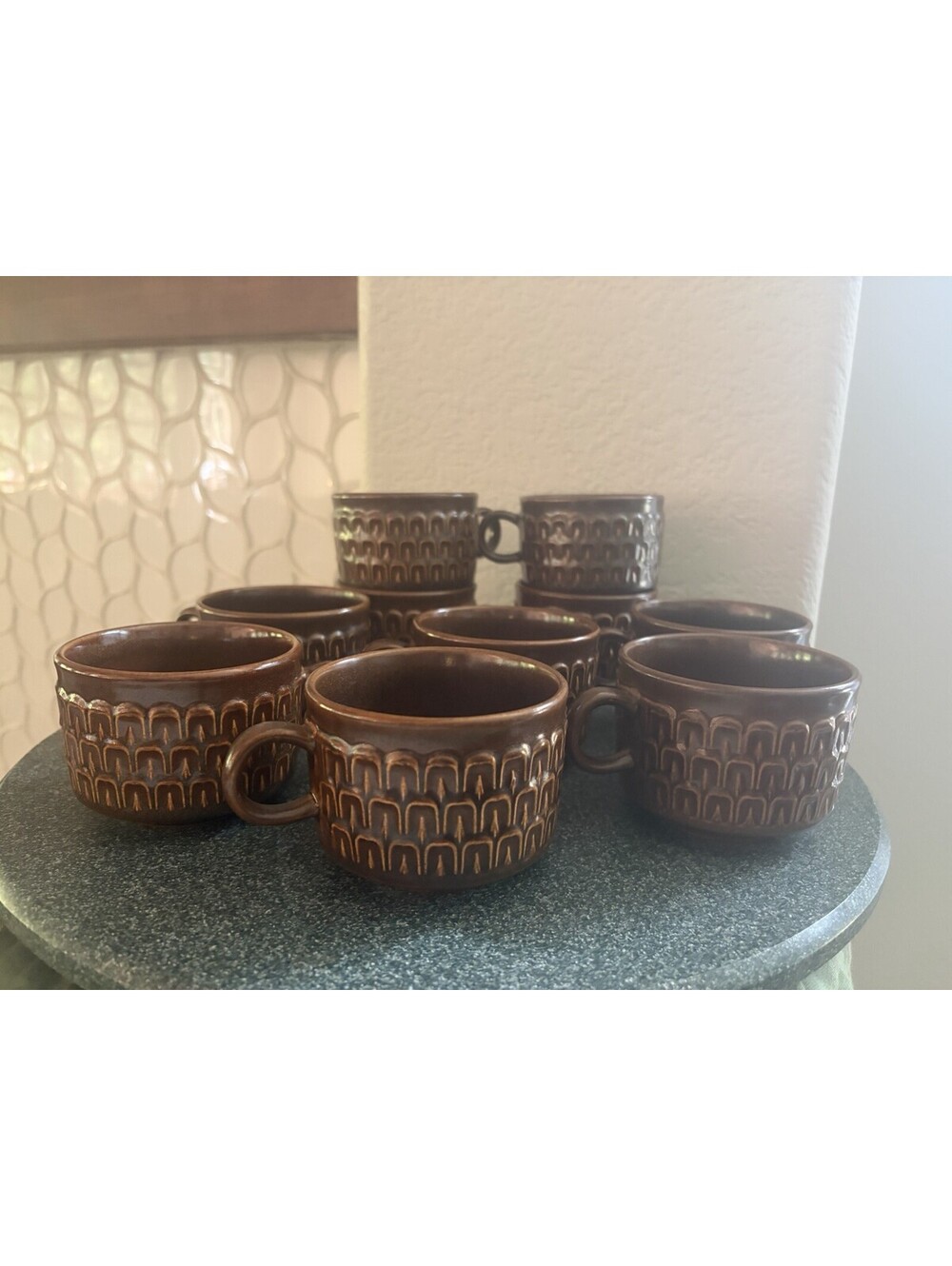 Wedgwood Pennine Tea/Coffee Cups Brown Vintage Retro 1970s Set Of 10
